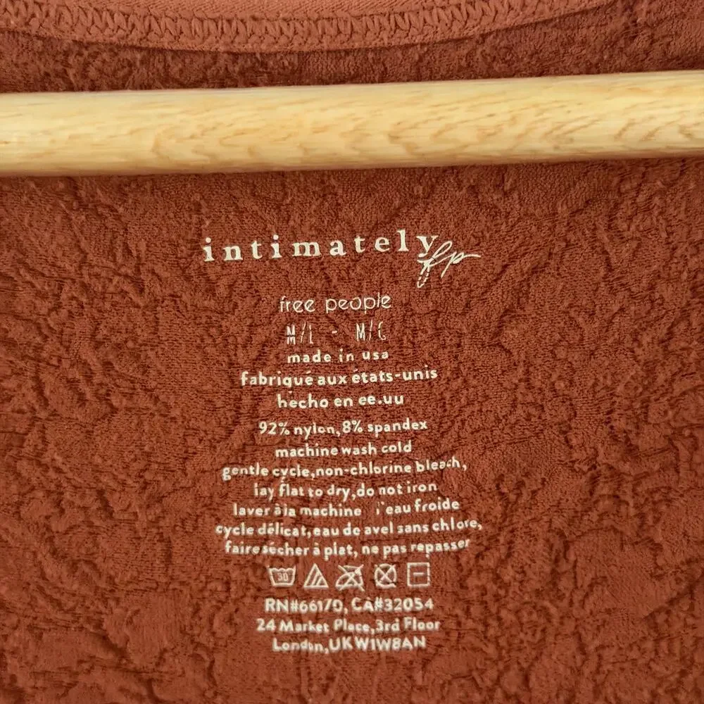 Free People Intimately Have It All Long Sleeve Textured Top Rust M/L